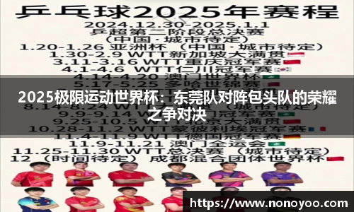2025极限运动世界杯：东莞队对阵包头队的荣耀之争对决